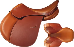Childéric jumping saddle FXL in cognac, side and top view